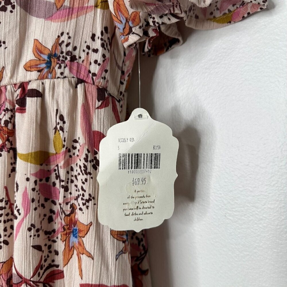 Bohemian Tiered Mini Dress Size S Blush Babydoll‎ Bloomcore - Picture 4 of 12